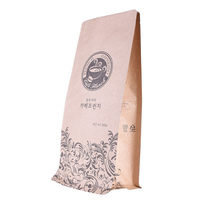 Custom block bottom paper bag bag 500g coffee with printing