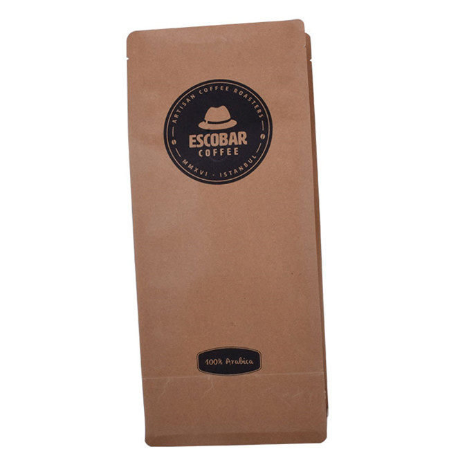 Laminated custom kraft paper printing coffee bag in square bottom bag