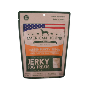 Custom compostable stand up pouches zipped with your design for dog treats