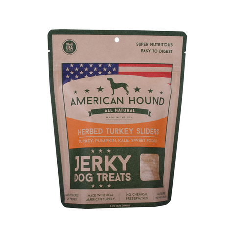 Custom compostable stand up pouches zipped with your design for dog treats