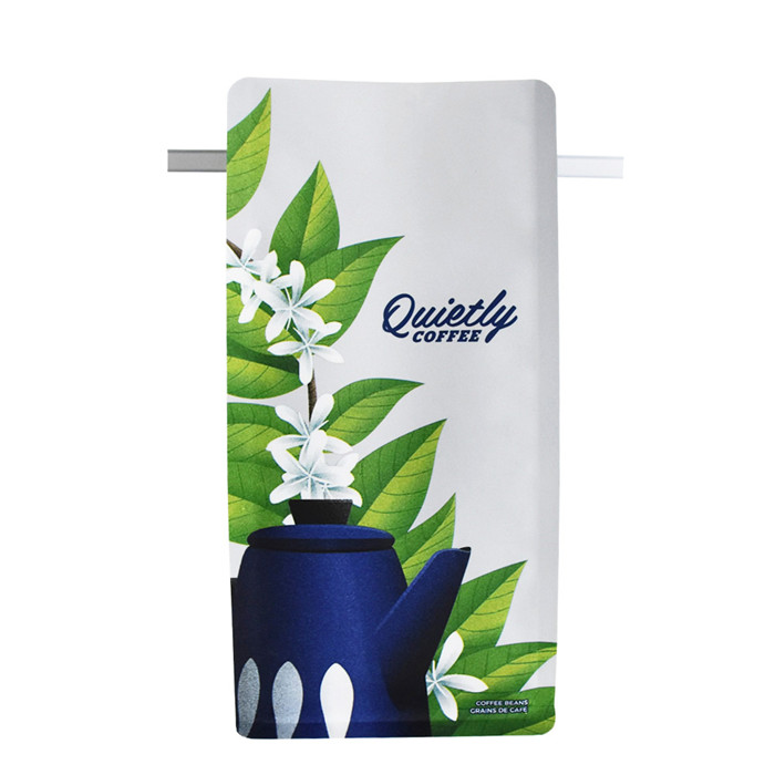 Custom print block bottom coffee pack paper for bag with tin tie