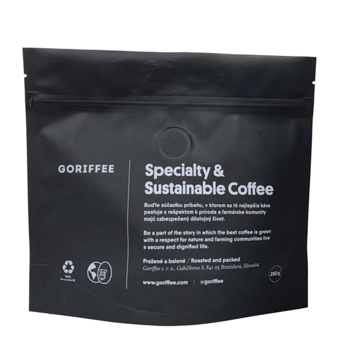Sustainable Customized Stand Up Matt Black Coffee Bags Wholesale