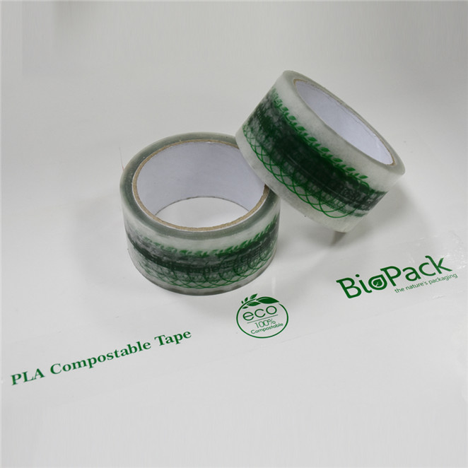 Strong Clear 48mm width compostable shipping tape with your company logo