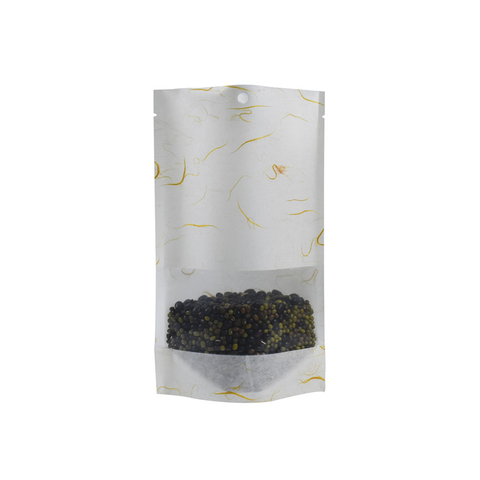 Custom Made Rice Paper Compostable Stand Up Bag with Window Wholesale