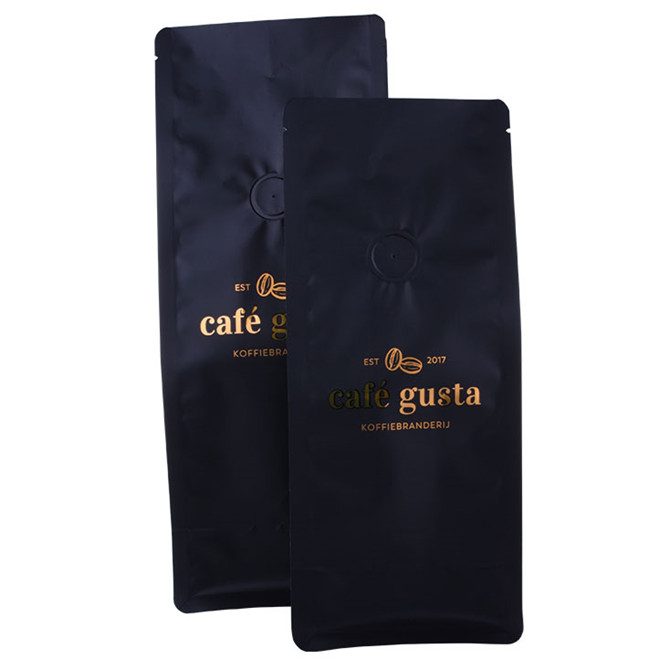 Custom 12oz plastic coffee pouches with hot stamping print