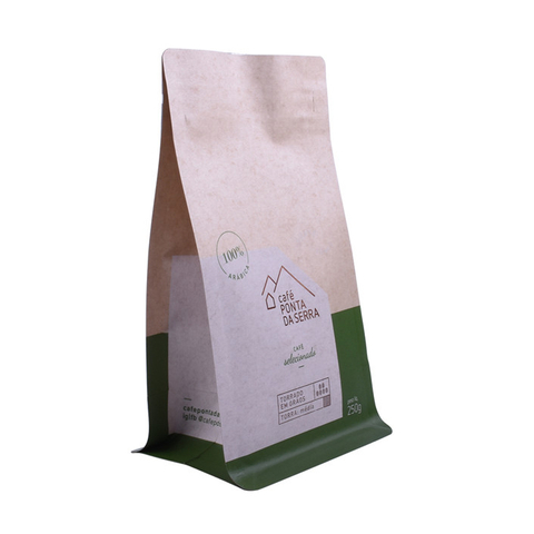 Flat bottom kraft paper cafe grounded packaging nz with valve