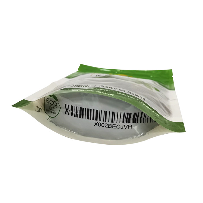 Biodegradable Standup eco plastic packaging for tea packing zipper pouch