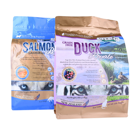 Customized Aluminum Foil Flat Bottom Pouch Pet Dog Feed Bag Food Packaging