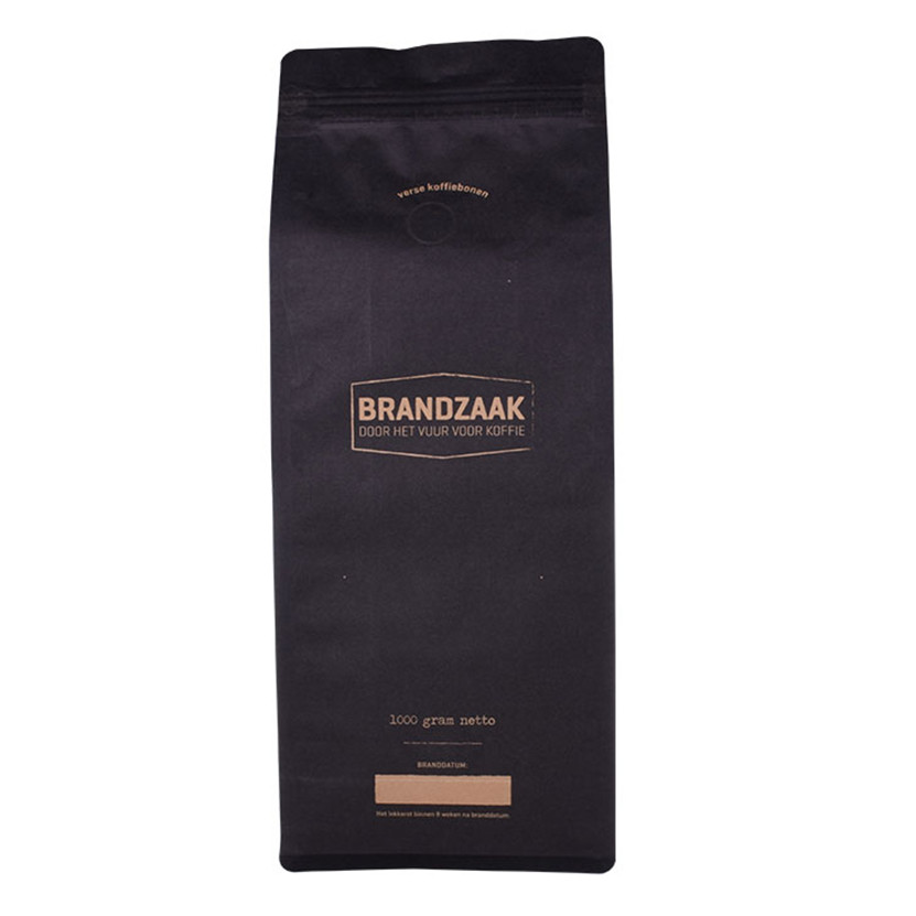 Compostable Pla Flat Bottom Resealable Packaging Bag For Coffee