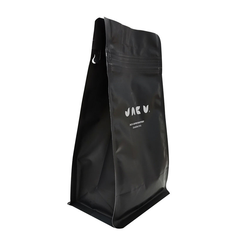 Compostable Box Bottom Matt Black Surface Coffee Bag