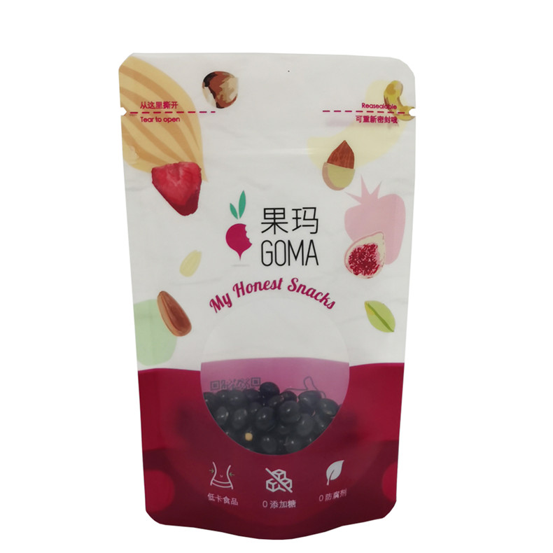 Digital Printing Stand Up Snack Packaging Flat Bottom Bag For Nuts