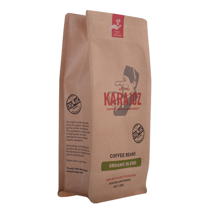 Eco Friendly Custom Printed 100 Compostable Kraft Paper Coffee Bags Wholesale