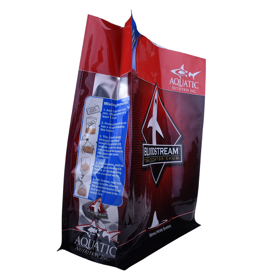Resealable Block Bottom Fish Feed Packaging Bag with Zipper