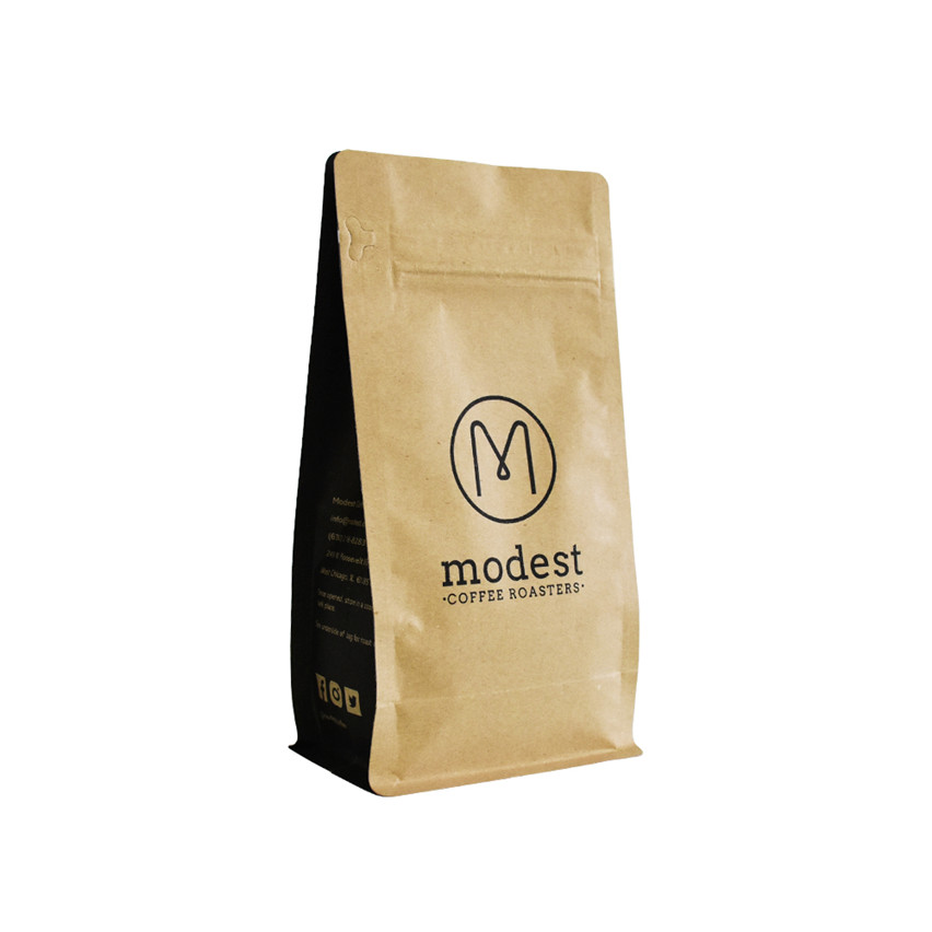 Custom Logo Biodegradable Flat Bottom Coffee Bags
