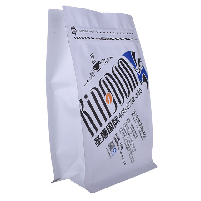 Custom white kraft coffee pouch with front zipper Biodegradable