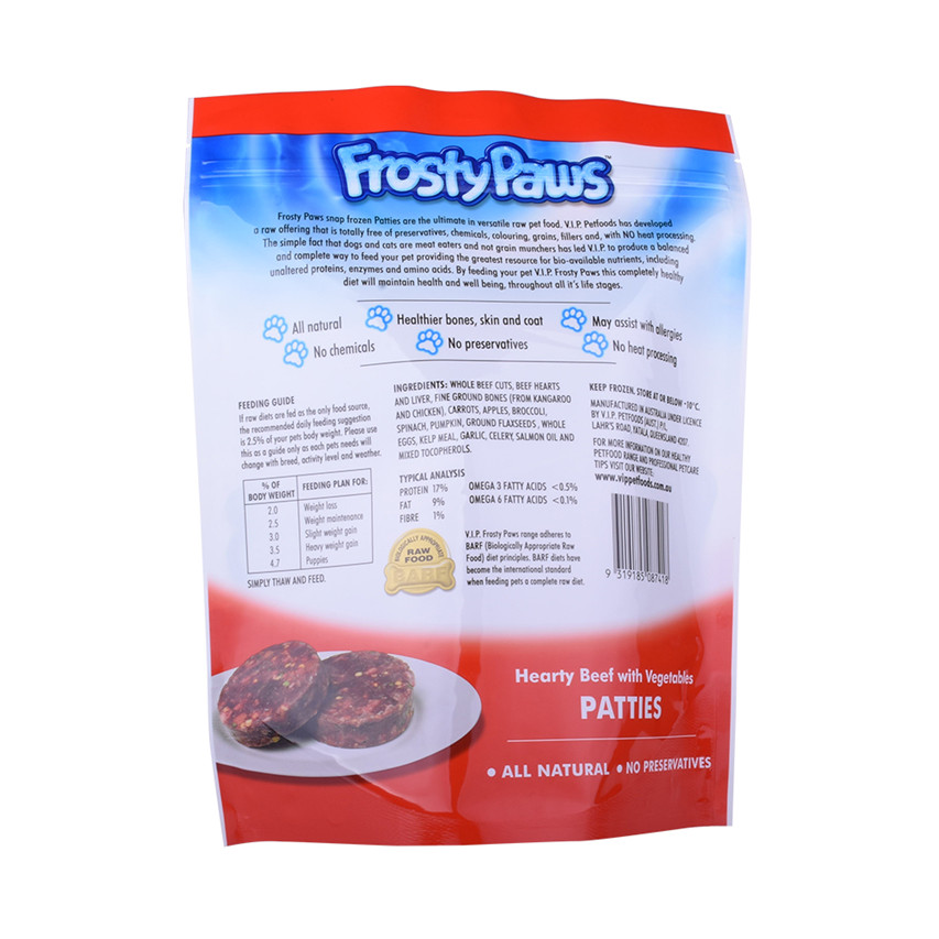Customized Glossy Finish Zipper Pouches in Bulk Biodegradable Food Pouches Pet Feed Bag