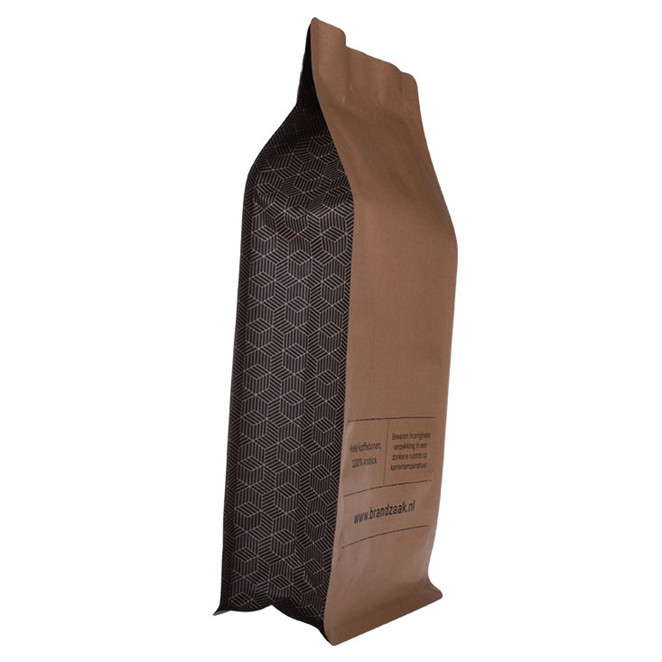 Custom Biodegradable natural paper printed coffee bags with zip closure