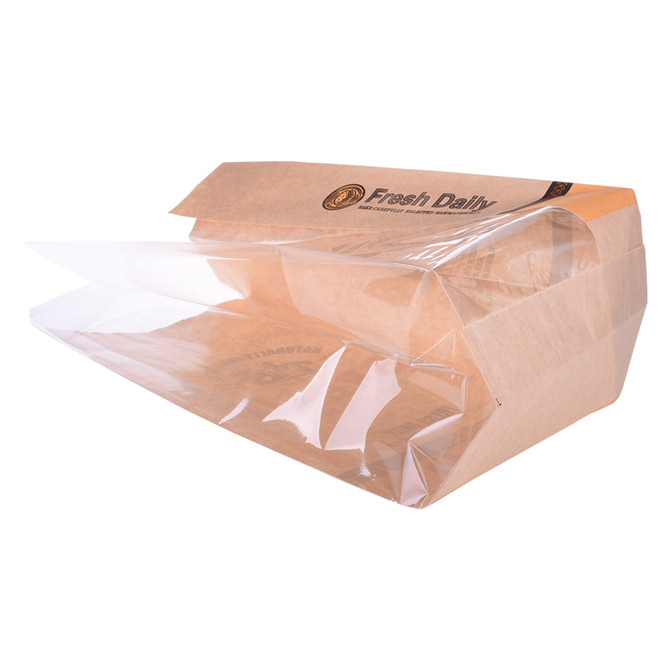 FSC certificated custom logo paper bag with clear window to pack bread