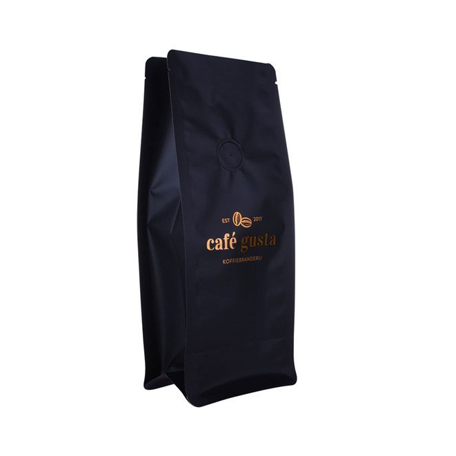 Square bottom Organic recycle coffee bags with one way valve