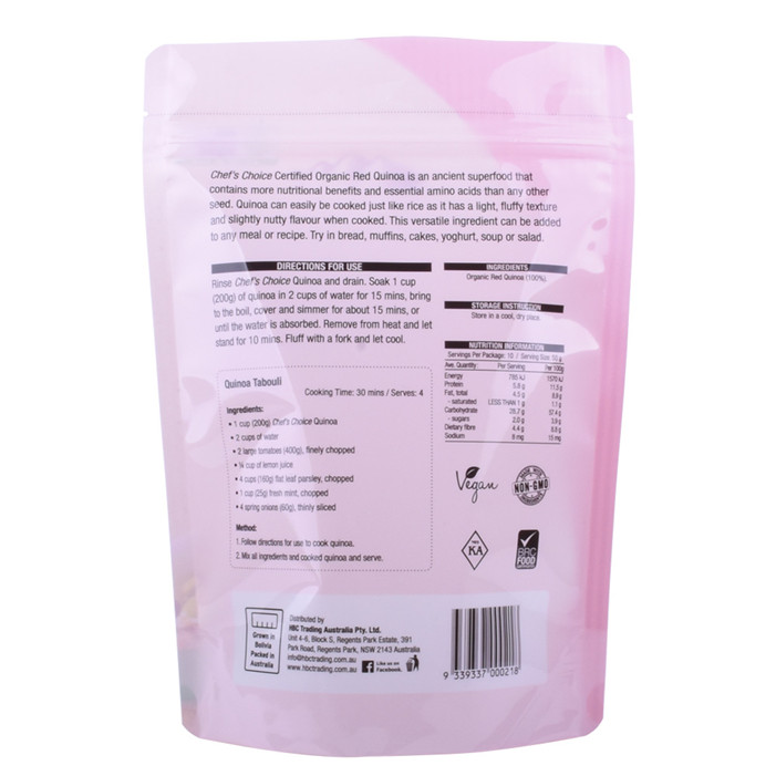 Customized heat seal food bag zipper pouch laminated with oval window