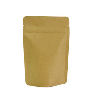 Standup compostable eco sustainable packaging with zipper in brown kraft 