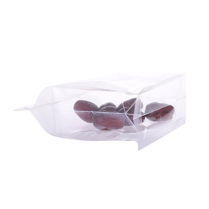 High quality flat bottom heat seal transparent pouch with zipper for food packing