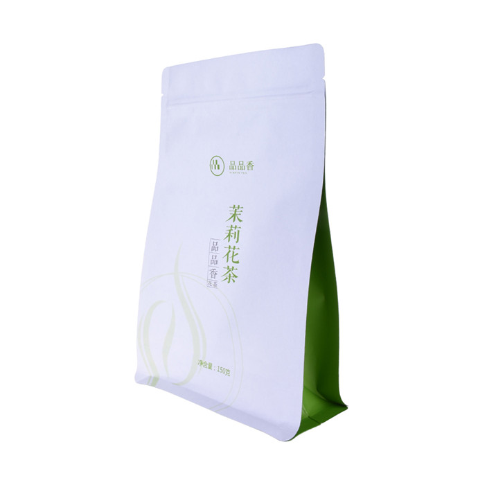 Custom flat bottom degradable packaging ziplock bag for tea