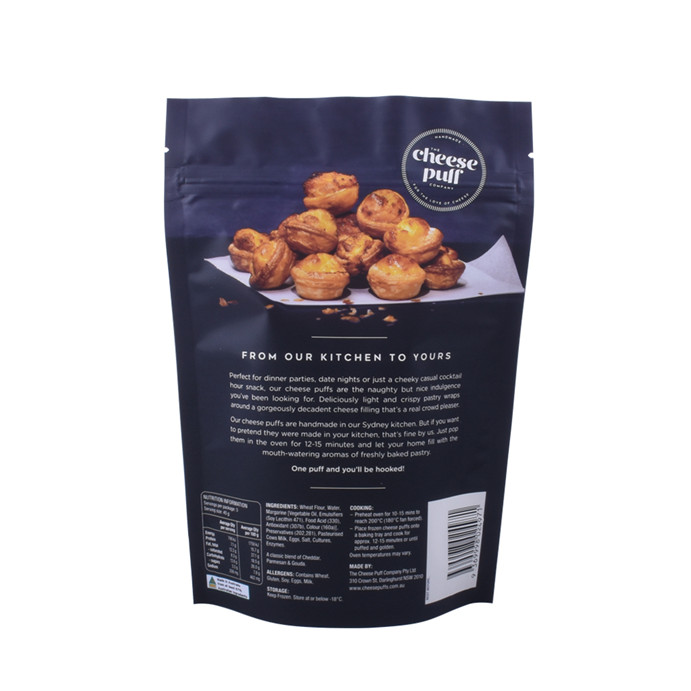 Standing plastic food pouch heat seal with ziplock