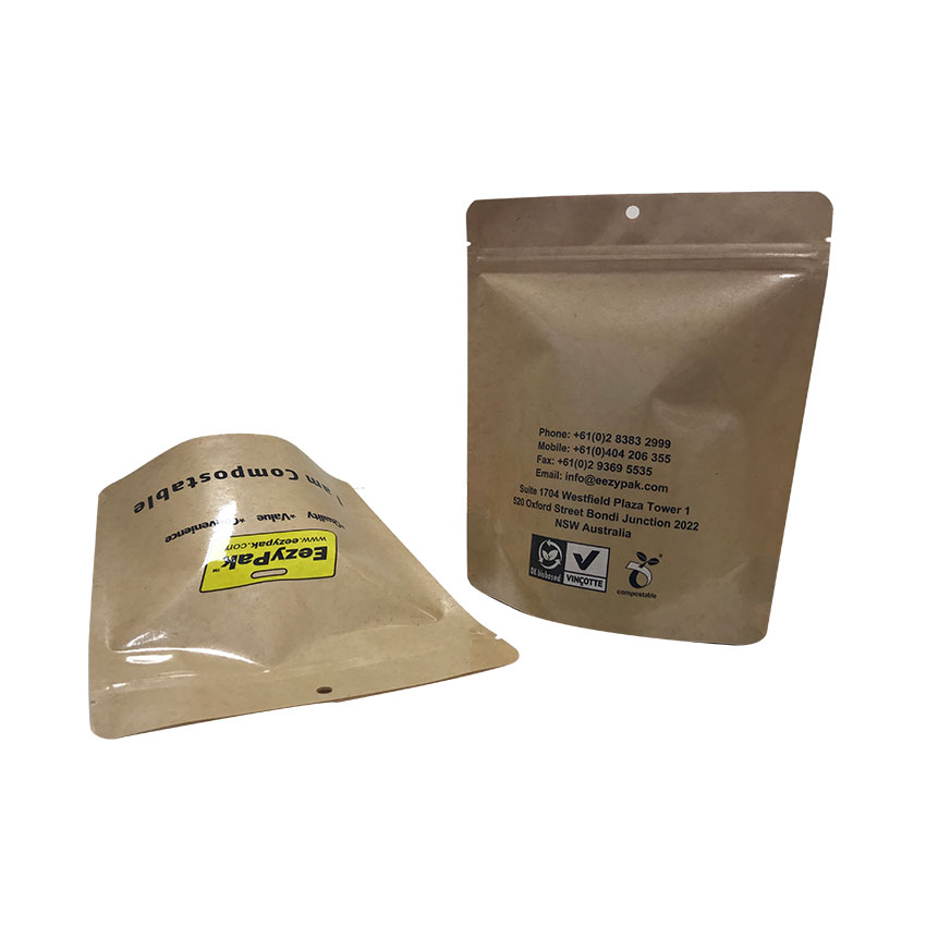 Biodegradable Iplock Stand Up Pouch Disposable Compostable Packaging Compostable Bag