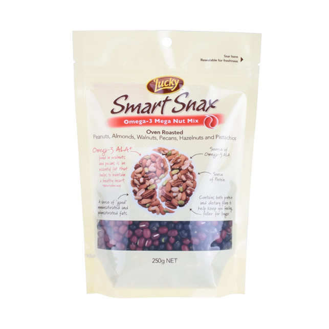 Eco friendly recyclable snack food bag with zipper
