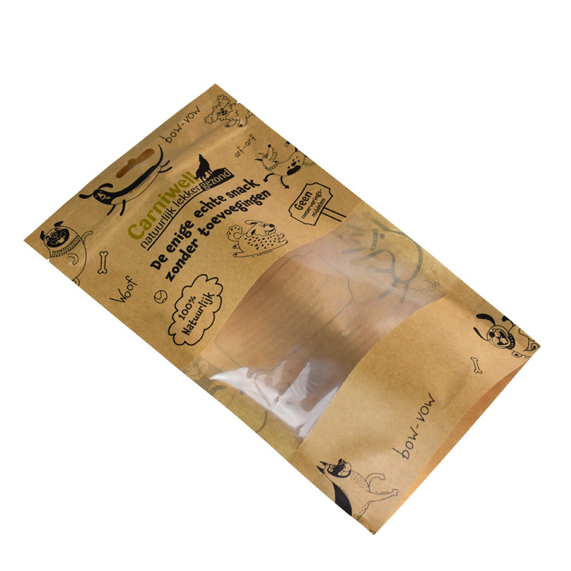 kraft compostable stand up pouch zipper bags with window