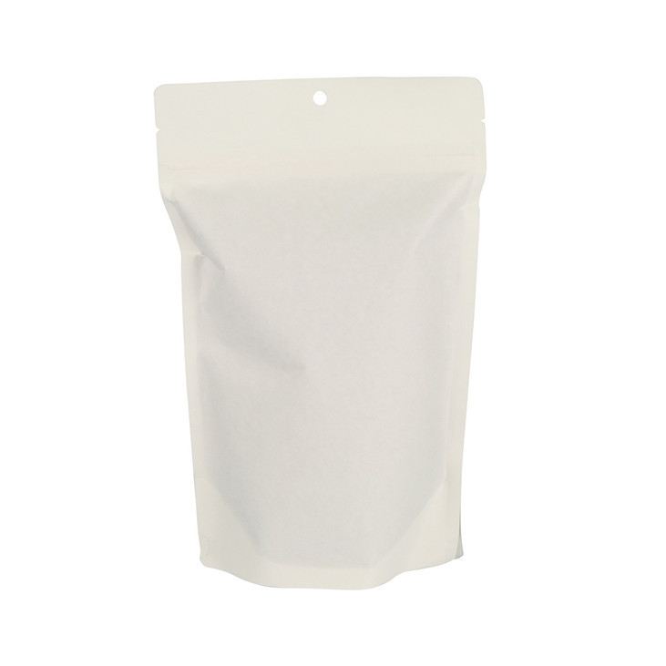 Resealable 8 Oz White Kraft Stand Up Pouch Packing Bags