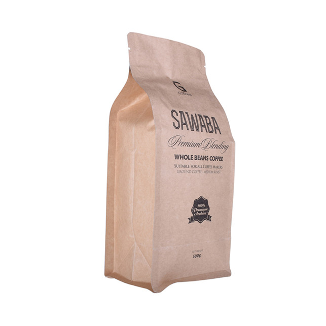 500g PLA Compostable kraft paper coffee bag with zipper