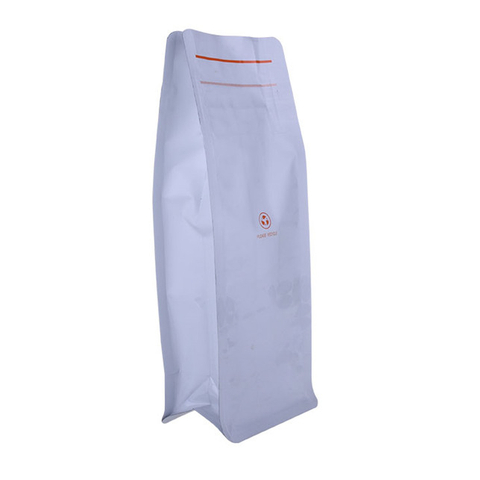 White kraft paper coffee bag in block bottom bag with valve