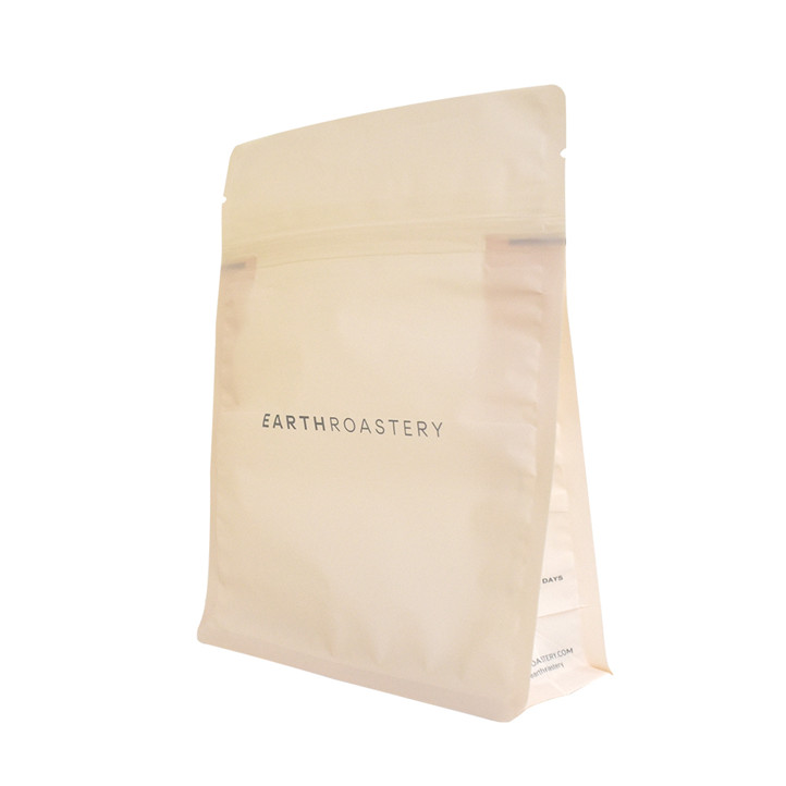 Moisture-proof Compostable Flat Bottom Zipper Coffee Bag with Valve