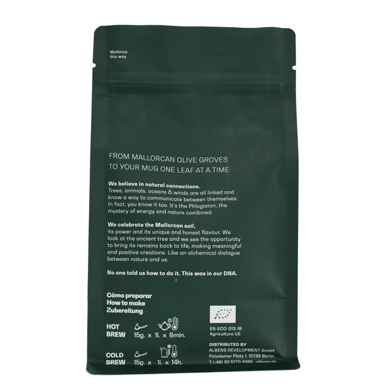 Customized Print Newest Biodegradable PBAT Material Flat Bottom Tea Bags pouch