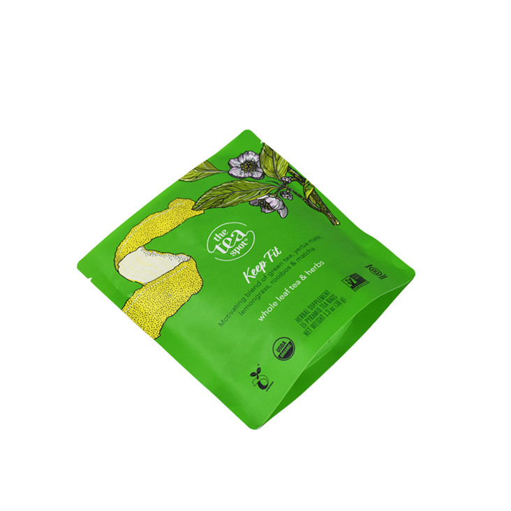 Custom Printed Biodegradable PBAT PLA Tea Stand Up Zipper Bags with Logo