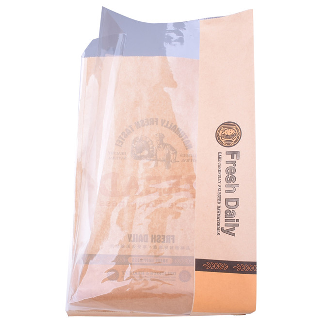 FSC certificated custom logo paper bag with clear window to pack bread