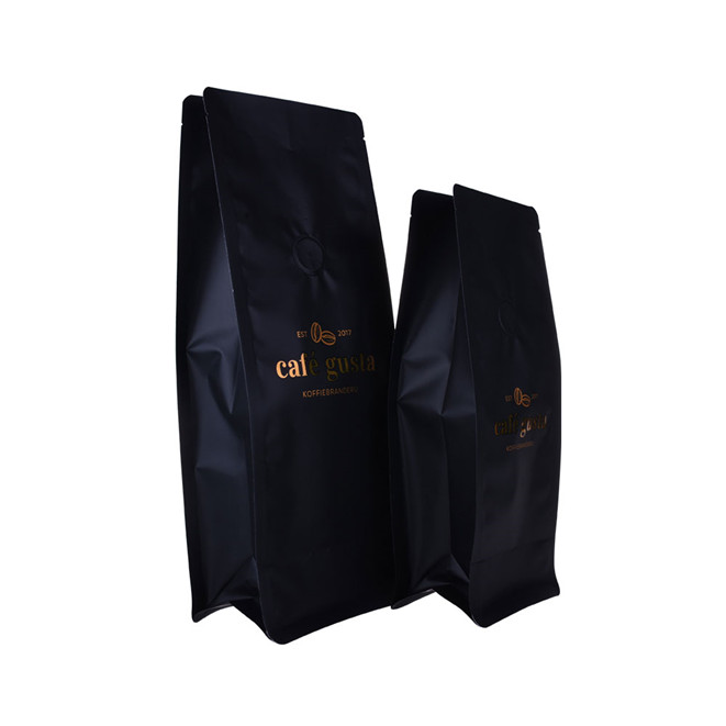 Square bottom Organic recycle coffee bags with one way valve