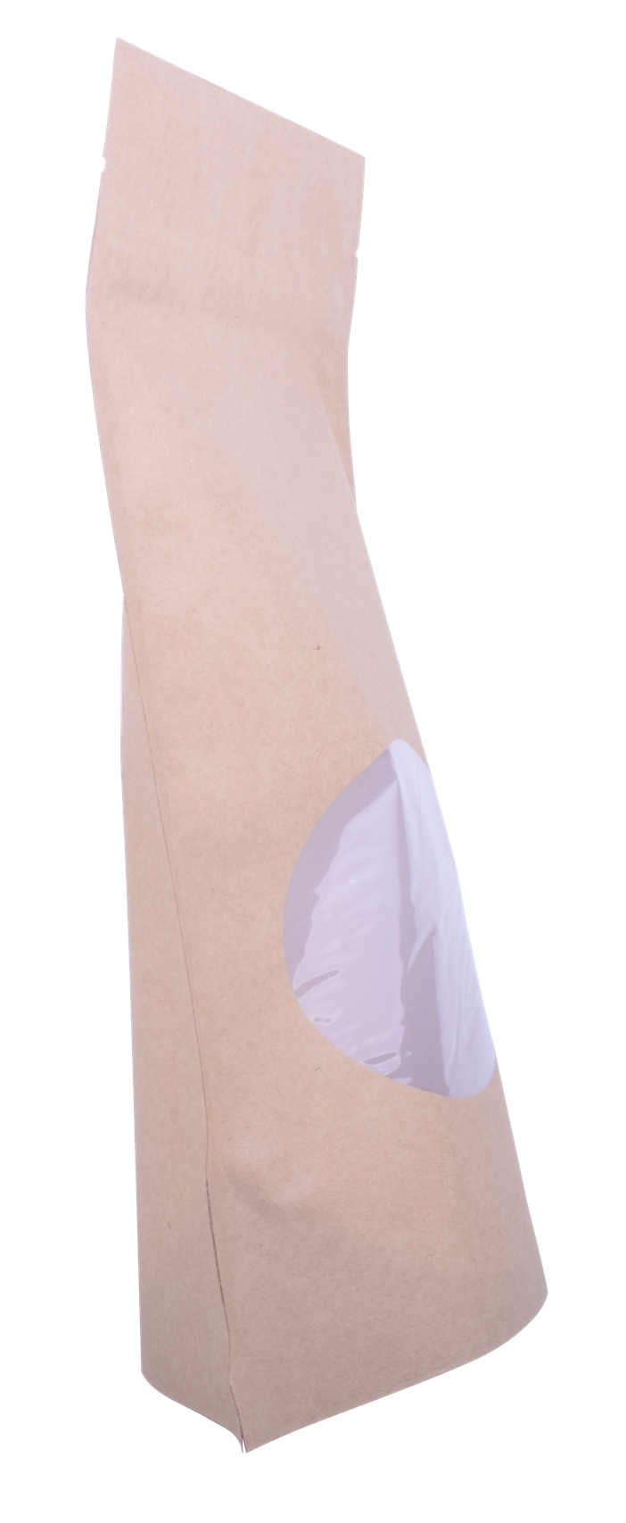 Fully compostable standing no plastic packaging for food packing with semi-clear window