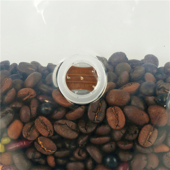 Standup full clear coffee bag zipper pouch with valve