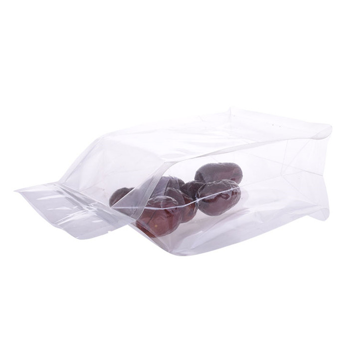 High quality flat bottom heat seal transparent pouch with zipper for food packing