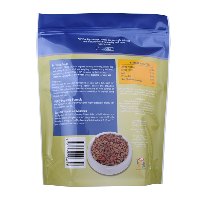 Laminated U bottom pet food pouch with zipper printed for your brand
