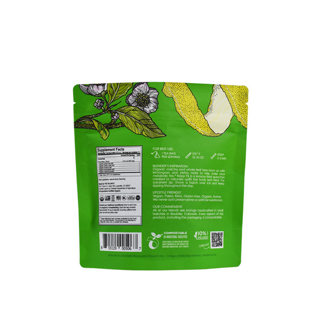 Laminated Material Matte Finish Excellent Quality Food Ziplock Packaging Tea Bag