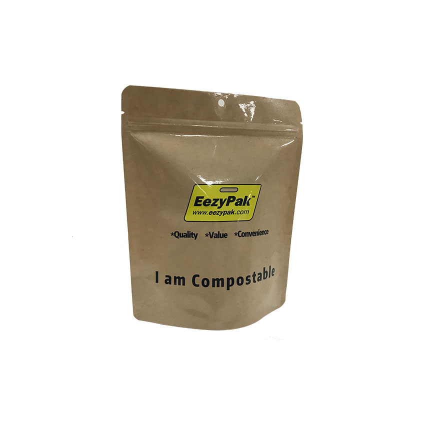 Biodegradable Iplock Stand Up Pouch Disposable Compostable Packaging Compostable Bag
