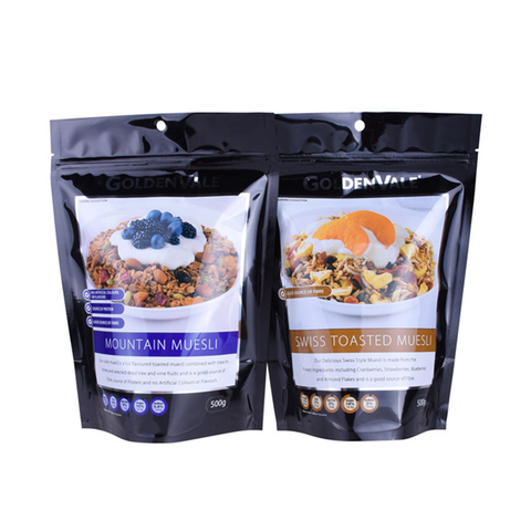 Recyclable plastics 4 stand up zipper bag for muesli