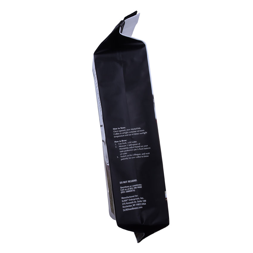 Resealable Aluminum Foil One Way Ventilation Valve Coffee Bag with Tin Tie
