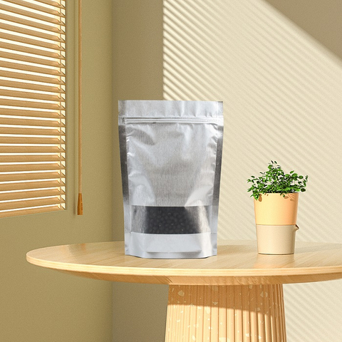 Customizable Recycled #4 Stand Up Mylar Foil Pouches for Food Storage with Clear Window