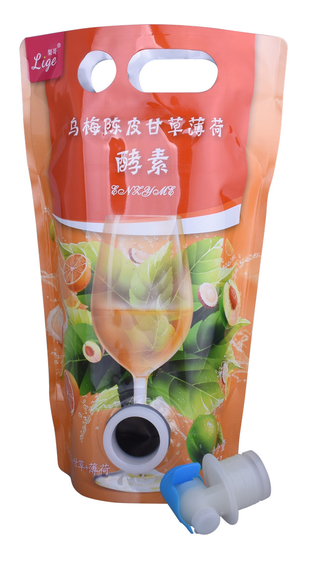 Plastic handle bags for Juice wine with tap 