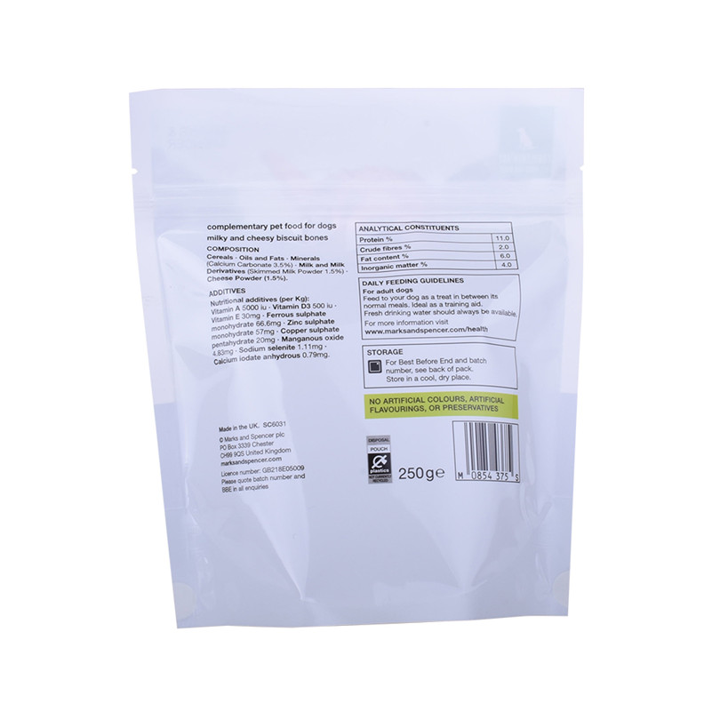 Custom Printed Flat Bottom Pet Food Pouches With Slider Zipper